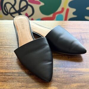 J. Crew Women's Black Leather Flat Mules